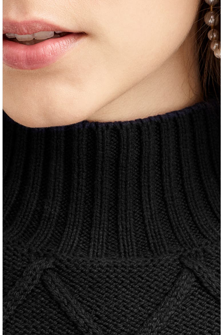 Mock Neck Center Cable Knit Sweater, Alternate, color, BLACK