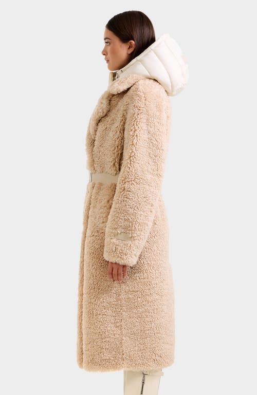 Rudsak Tina Belted Teddy Jacket With Removable Puffer Hood In Brown