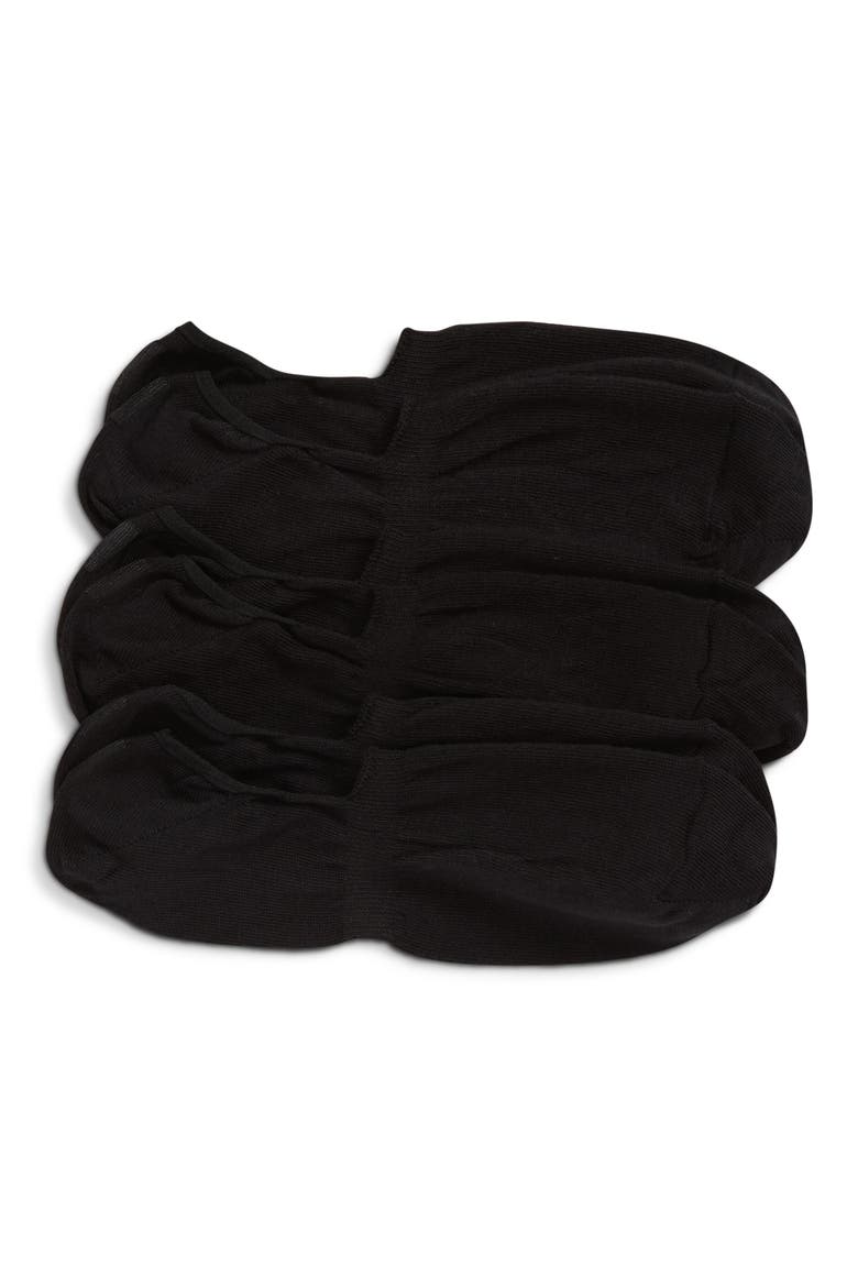 Assorted 3-Pack Cotton Blend No-Show Socks, Main, color, BLACK