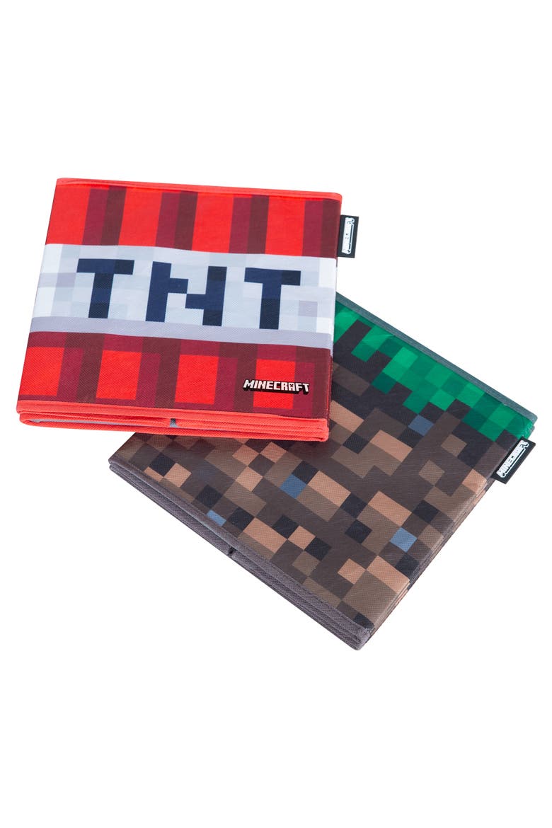Fabric Storage Boxes 2 Piece Tnt & Grass Block, 10 Inches, Alternate, color, Multicolored
