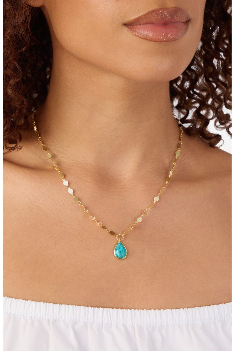 Flat Disc Turquoise Pendant Necklace, Alternate, color, TURQUOISE/ GOLD