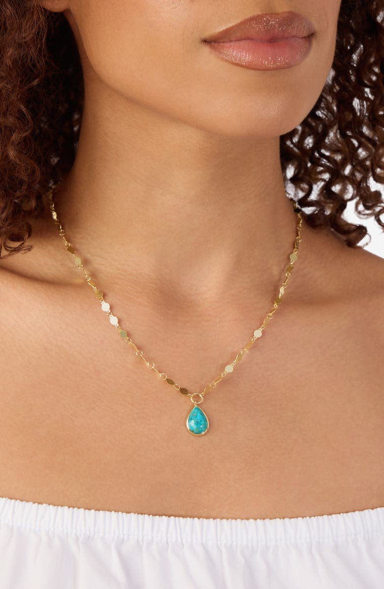 ATHRA LUXE Flat Disc Turquoise Pendant Necklace, Alternate, color, Turquoise/ Gold