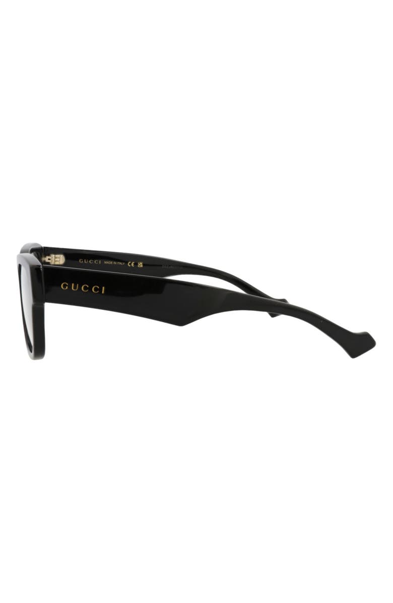 Gucci 52mm Rectangular Optical Glasses, Alternate, color, Black Black Transparent