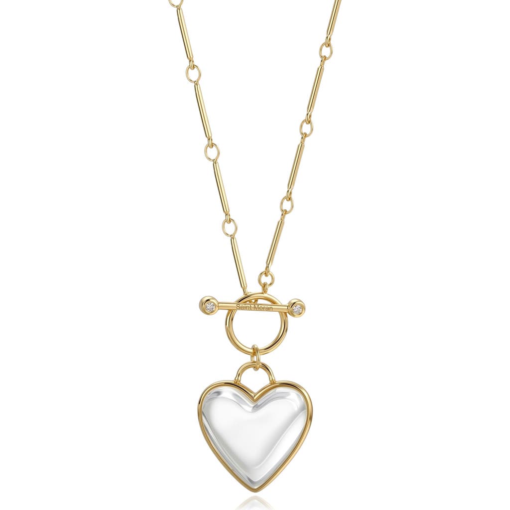 st. Moran 14k Yellow Gold Plated Clear Quartz Heart Necklace at Nordstrom
