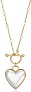 st. Moran 14k Yellow Gold Plated Clear Quartz Heart Necklace