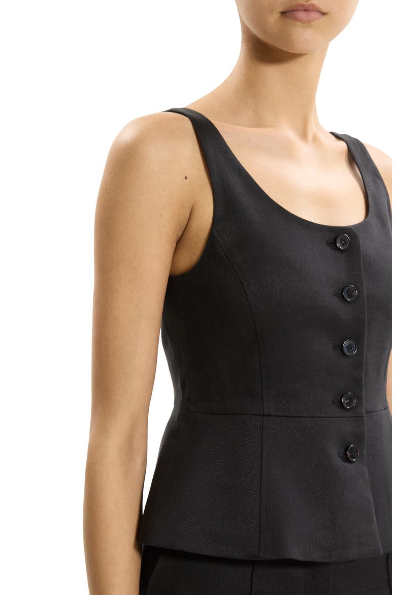 Linen Blend Vest, Alternate, color, BLACK