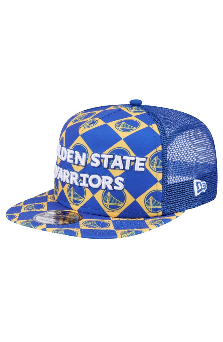 New Era Men's New Era Royal Golden State Warriors Seeing Diamonds A-Frame Trucker 9FIFTY Snapback Hat, Main, color, Royal