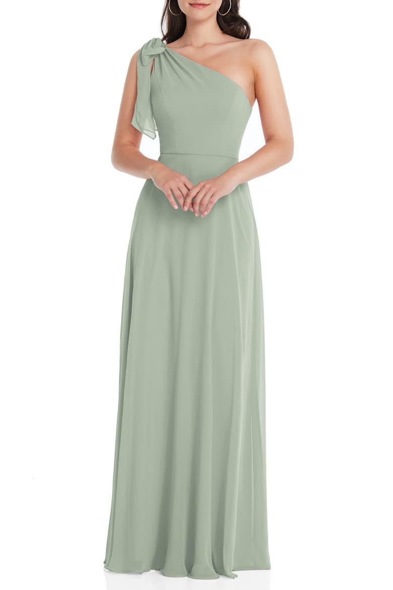 One-Shoulder Evening Gown, Main, color, WILLOW