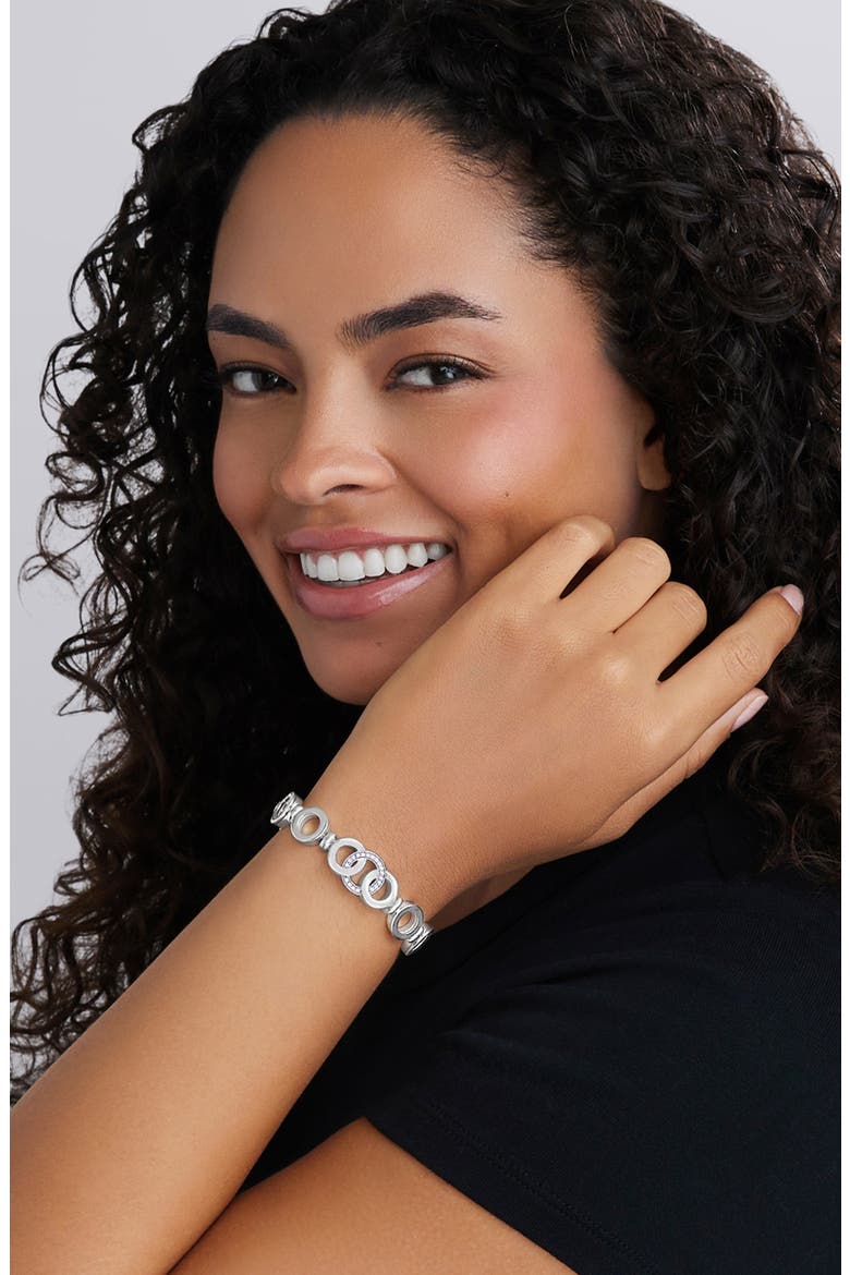 Signature Caviar Interlocking Diamond Link Bracelet, Alternate, color, SILVER