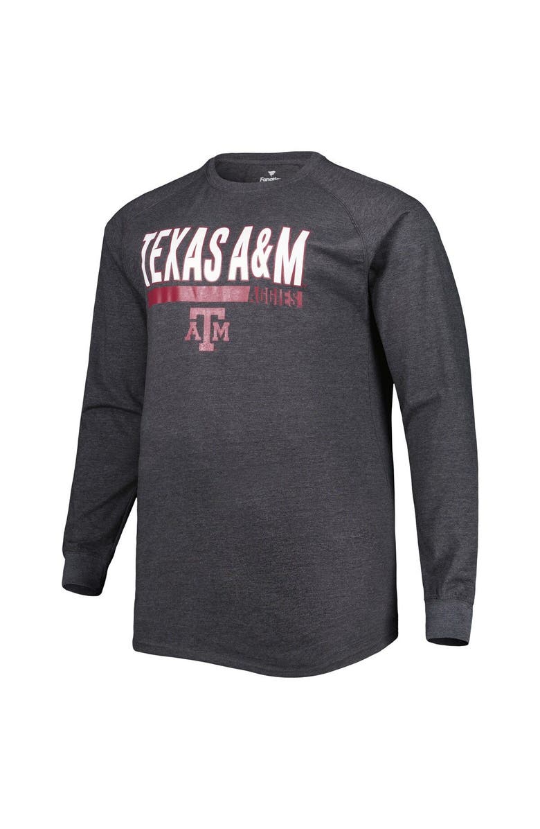 PROFILE Men's Heather Gray Texas A&M Aggies Big & Tall Two-Hit Long Sleeve T-Shirt, Alternate, color,