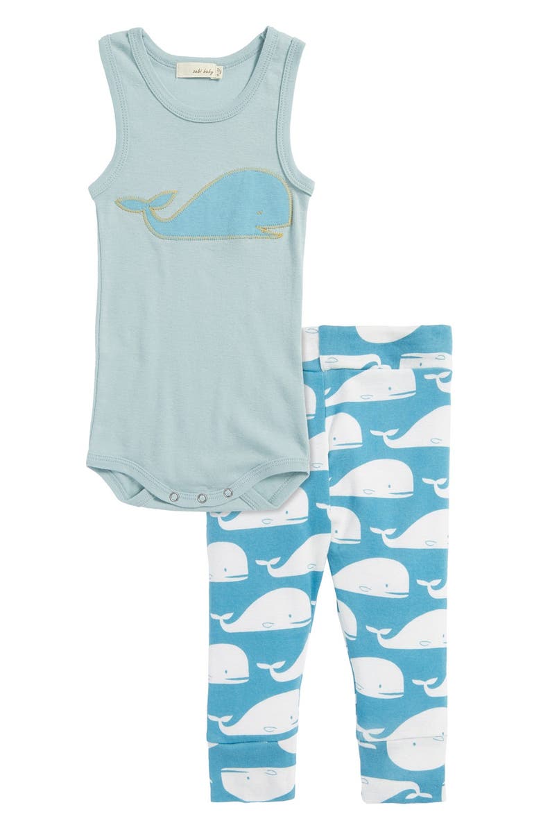 Milkbarn Zebi Baby 'Whale' Organic Cotton Leggings, Alternate, color, 