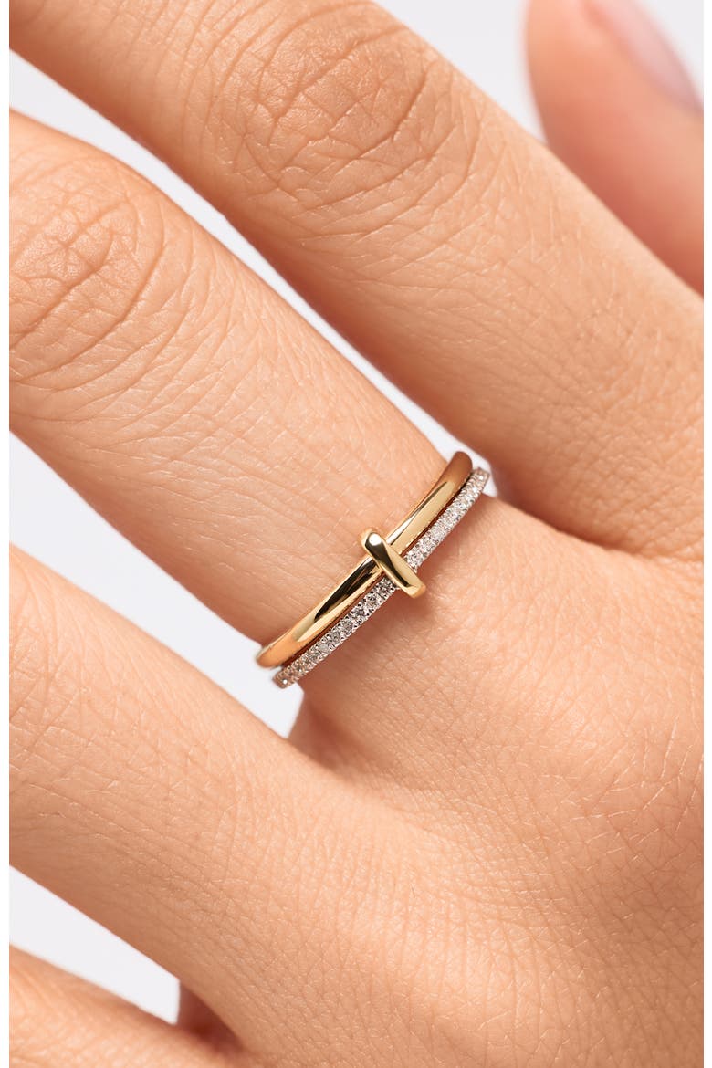 Solid Yellow Gold - Duo Diamond Link Ring, Alternate, color, Two-Tone