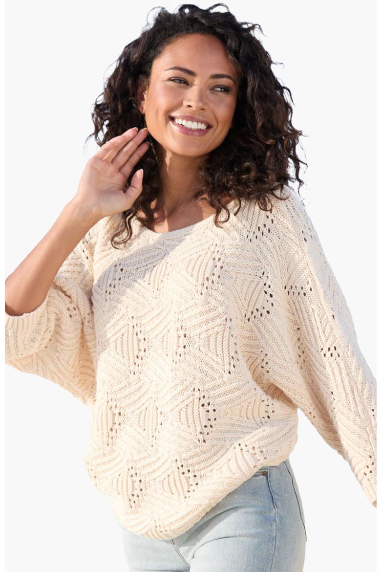 Oversized Open Work Sweater, Main, color, Beige