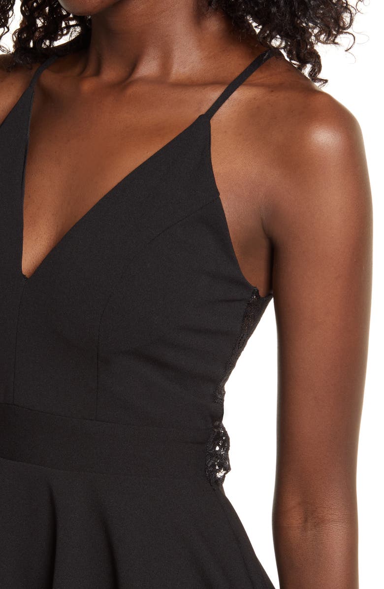 LNL Lace Back Crepe Romper, Alternate, color,