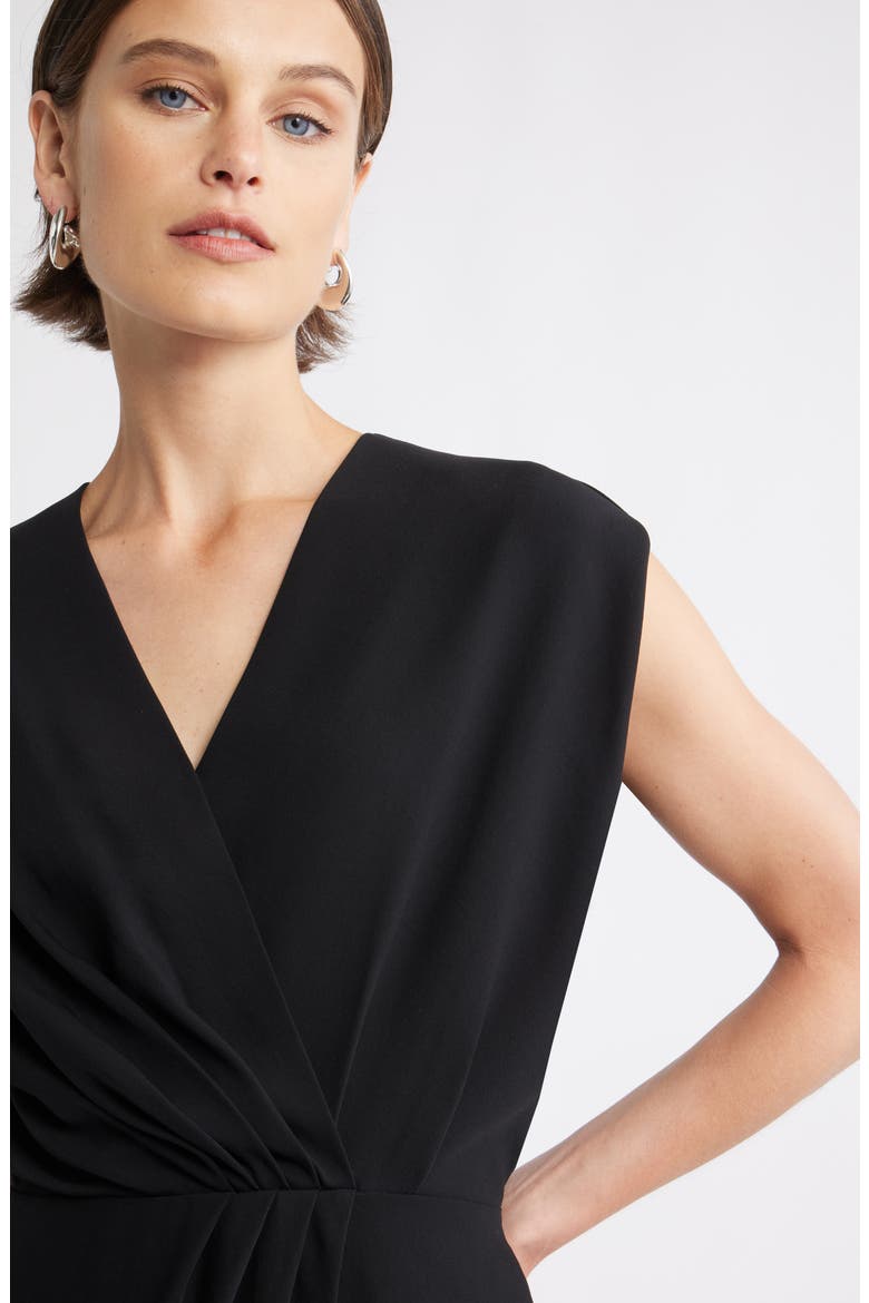 Pleated Asymmetric Wrap Front Minidress, Alternate, color, BLACK