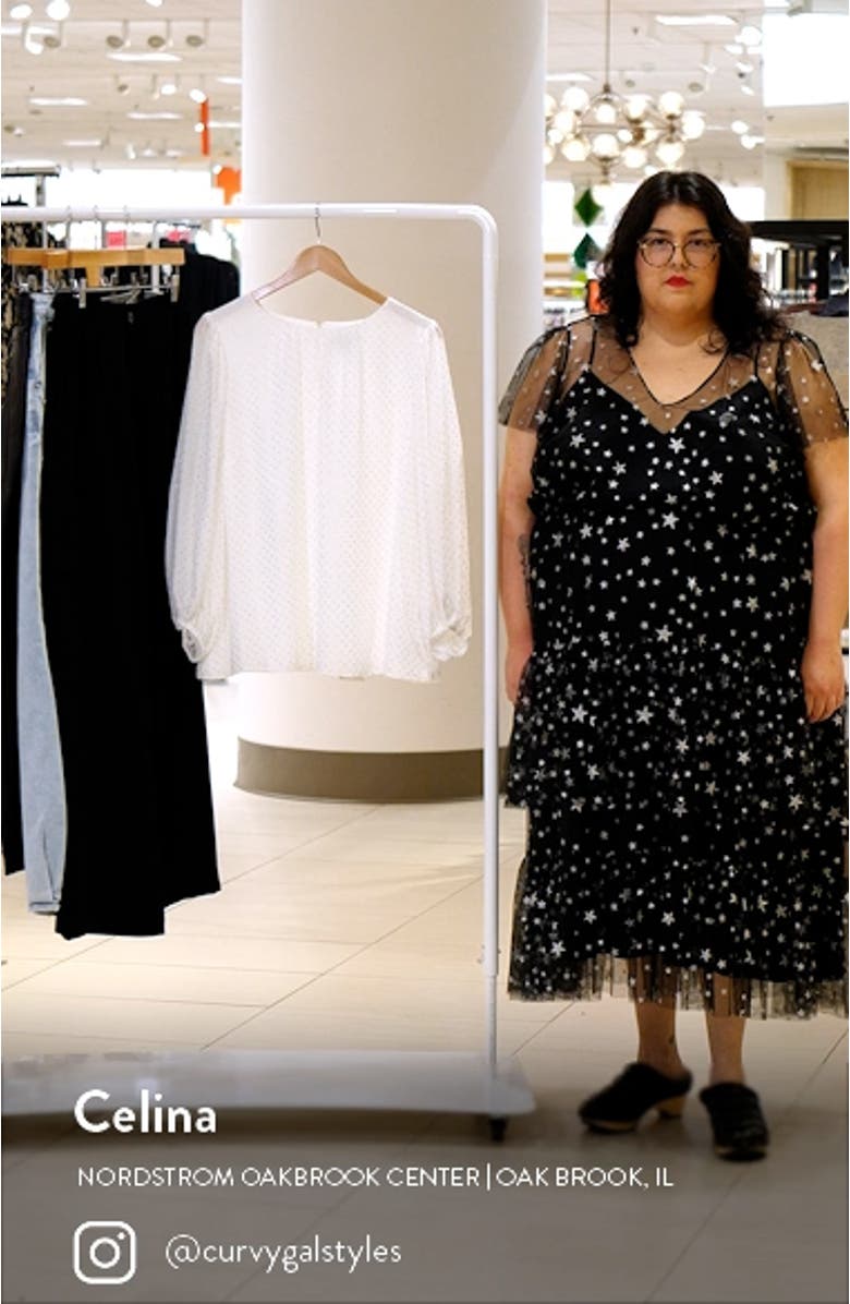 Dot Print Balloon Sleeve Blouse, sales video thumbnail