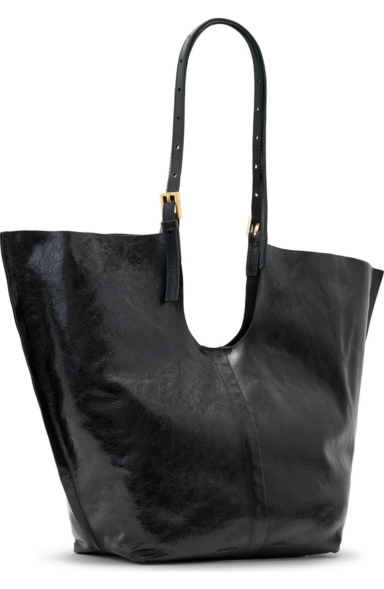 AllSaints Ara Shine Tote Bag, Alternate, color, Glazed Black