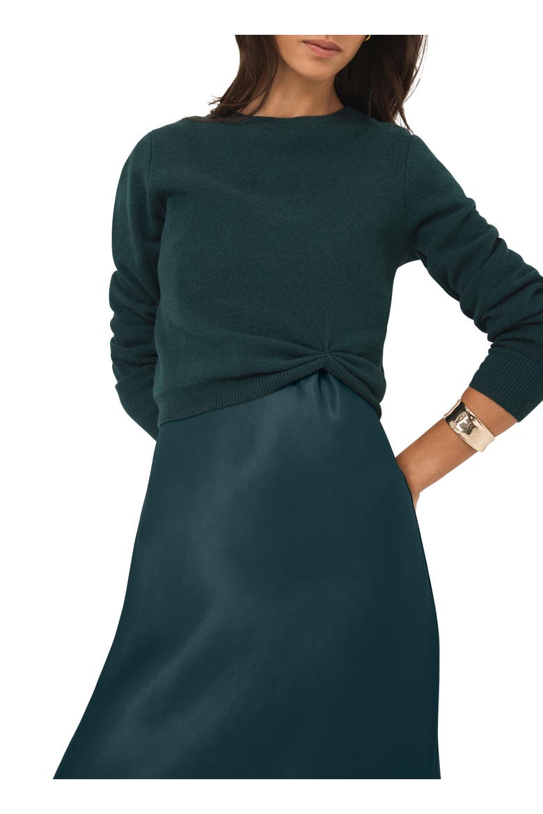 Layered Satin Midi Dress, Alternate, color, Green