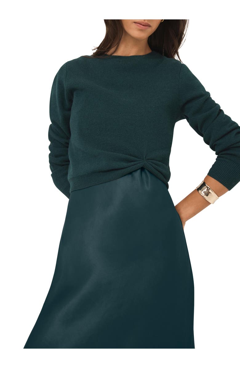 MINT VELVET Layered Satin Midi Dress, Alternate, color, Green