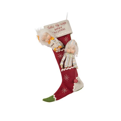 19" Dilly & Dally "Twas the Night Before Christmas" Gathered Traditions Joe Spencer Figure Hanging Christmas Stocking