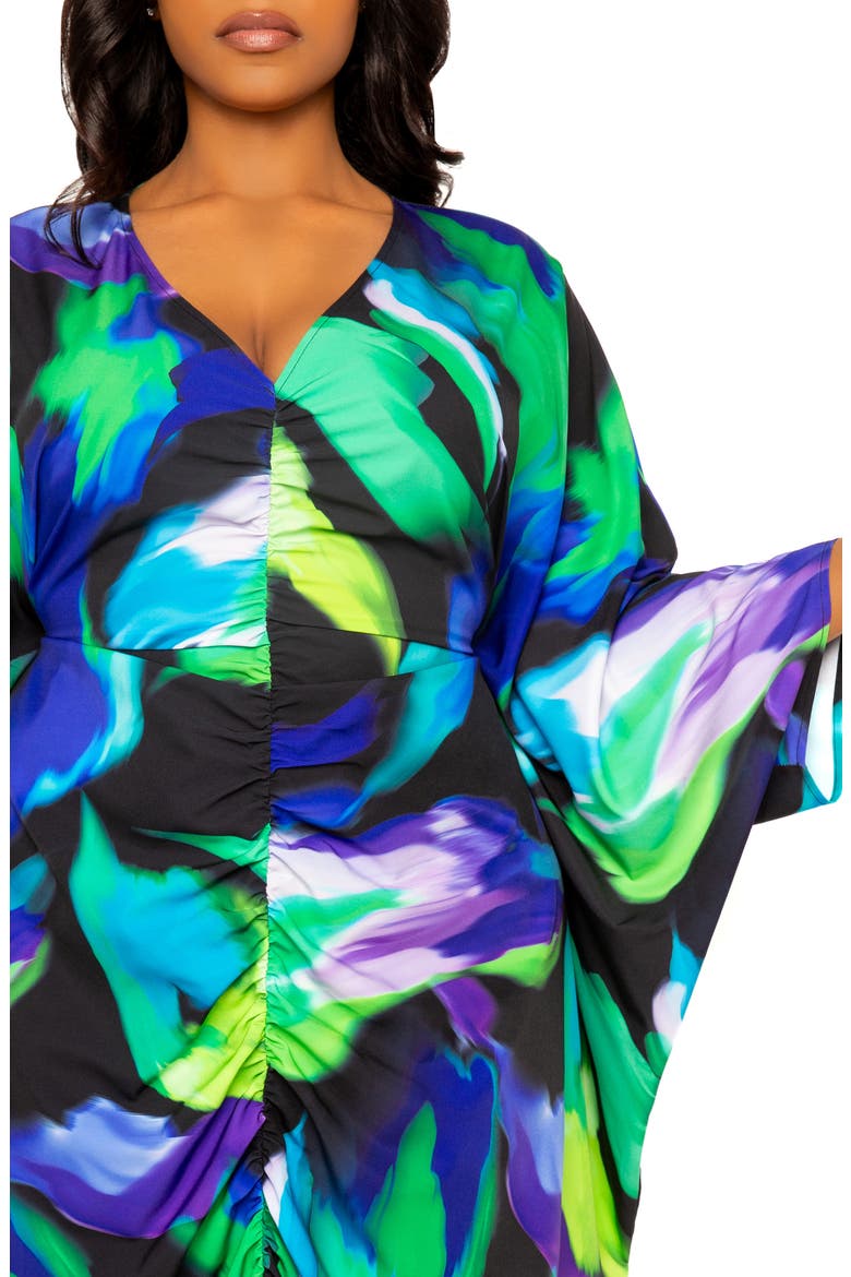 Abstract Floral Center Ruched Dress, Alternate, color, BLUE MULTI