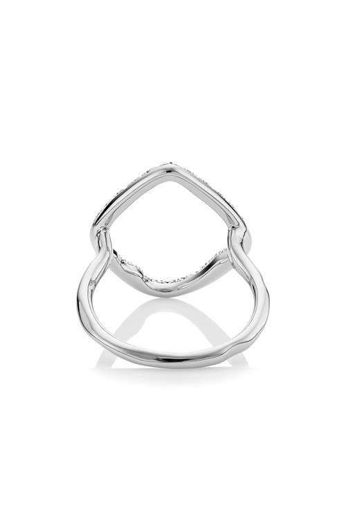 Monica Vinader Riva Hoop Diamond Ring In Silver