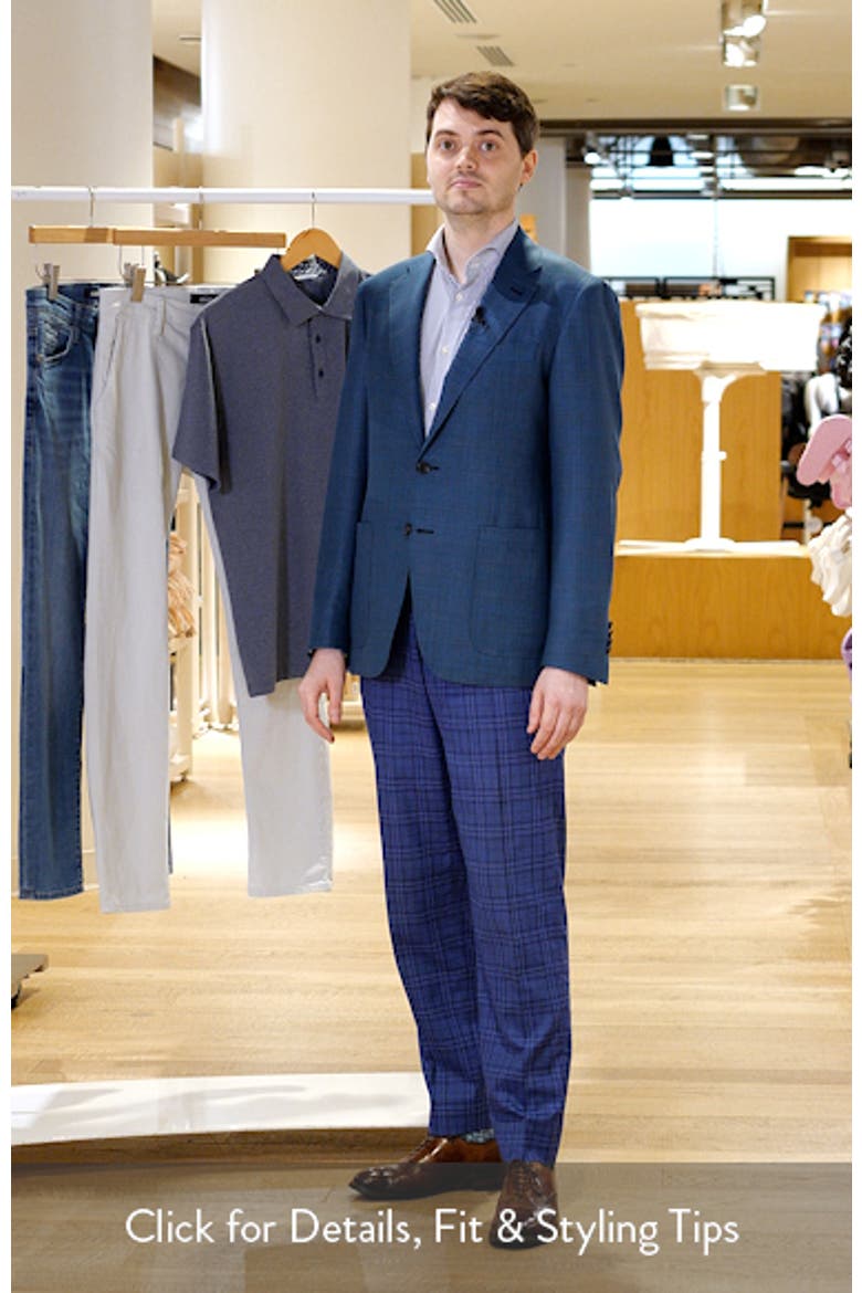 Kei Trim Fit Turquoise Mélange Shadow Plaid Super 130s Wool Sport Coat video