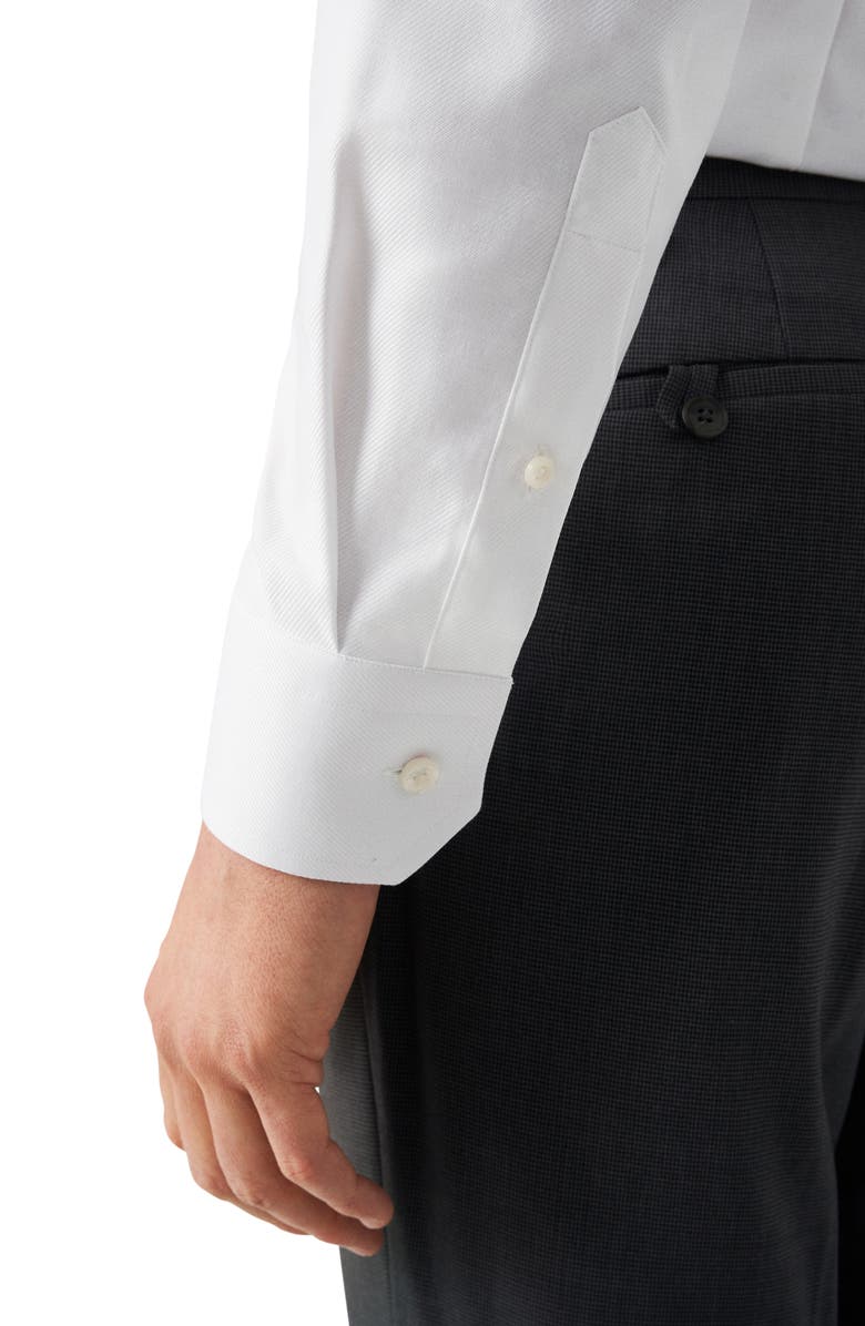 Eton Slim Fit Diagonal Weave Shirt, Alternate, color, White/White