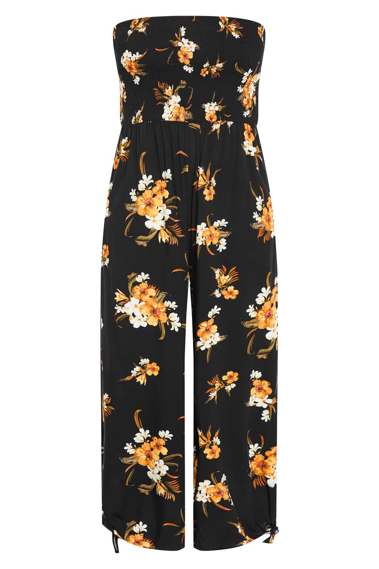 Aruba Floral Strapless Jumpsuit, Alternate, color, BLACK PRINT