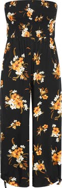 City Chic Aruba Floral Strapless Jumpsuit