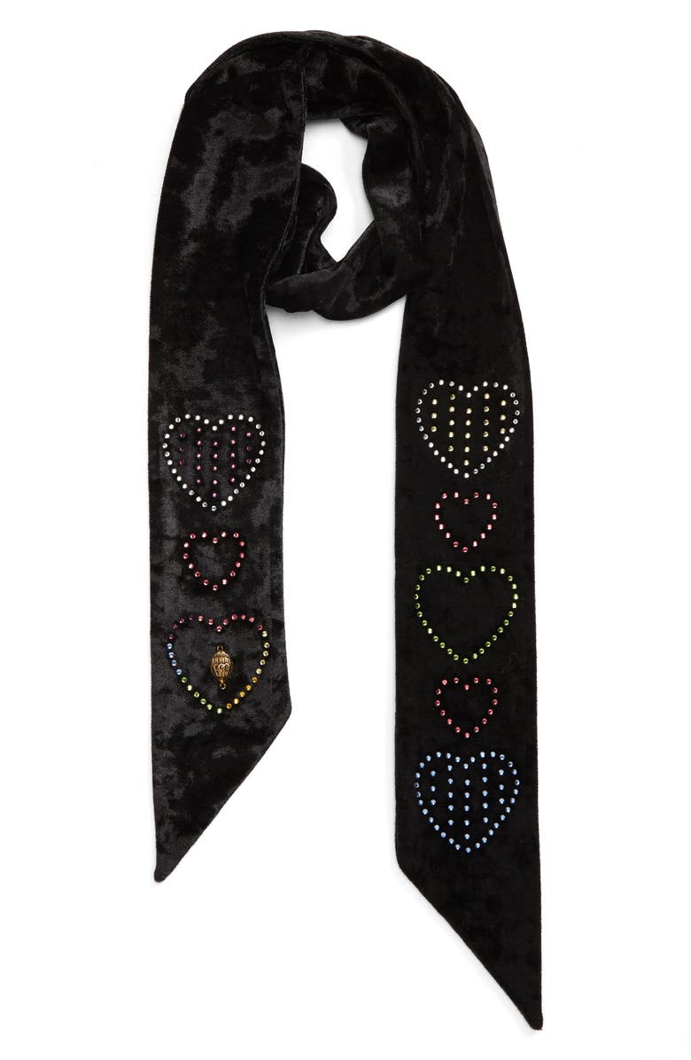 Kurt Geiger London Heart Embellished Velvet Scarf, Main, color, 
