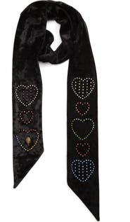 Kurt Geiger London Heart Embellished Velvet Scarf