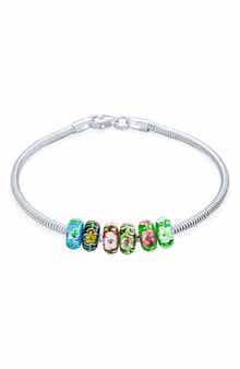 BLING JEWELRY Sterling Silver Murano Glass Bead Bracelet