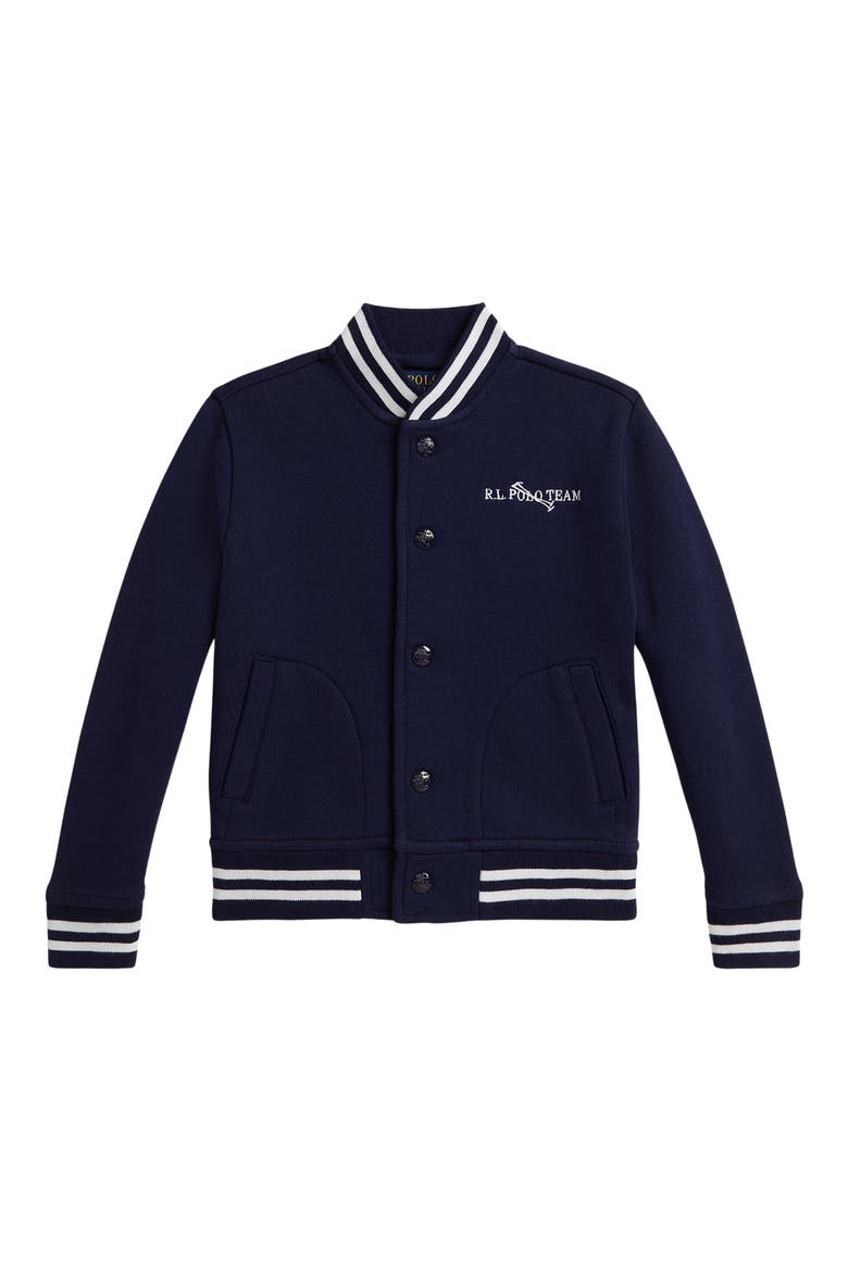 Kids' Fleece Bomber Jacket, Main, color, NAVY
