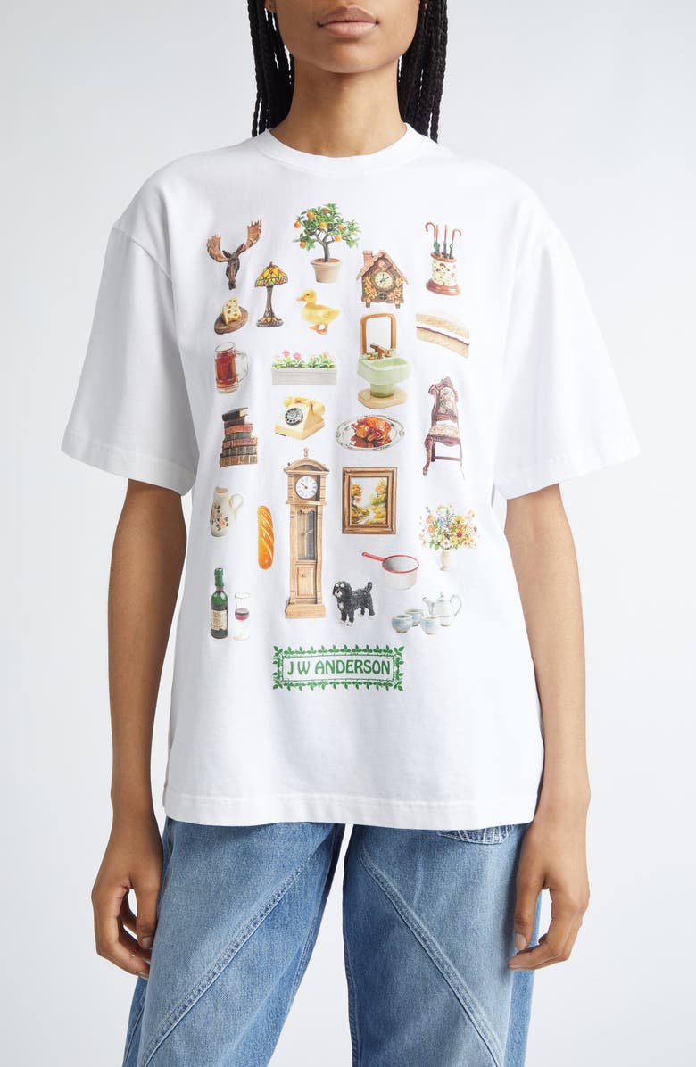 JW Anderson Diorama Oversize Cotton Graphic T-Shirt, Main, color,