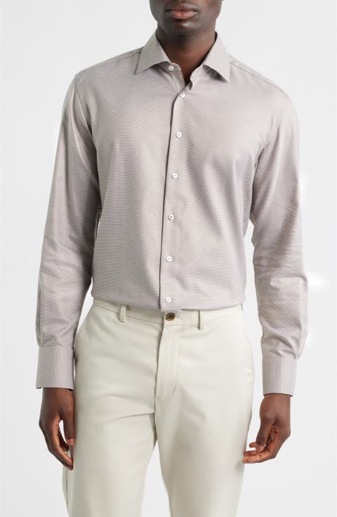 Modern Fit Micropattern Non-Iron Cotton Dobby Dress Shirt (Regular & Big)