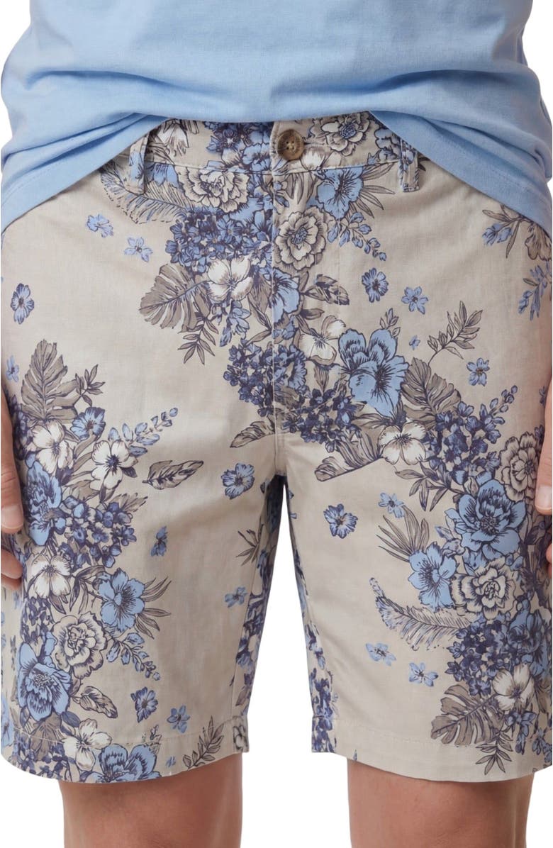Lords of Harlech Clumped Floral Mens Flat Front Short, Alternate, color, Clumped Floral Natural