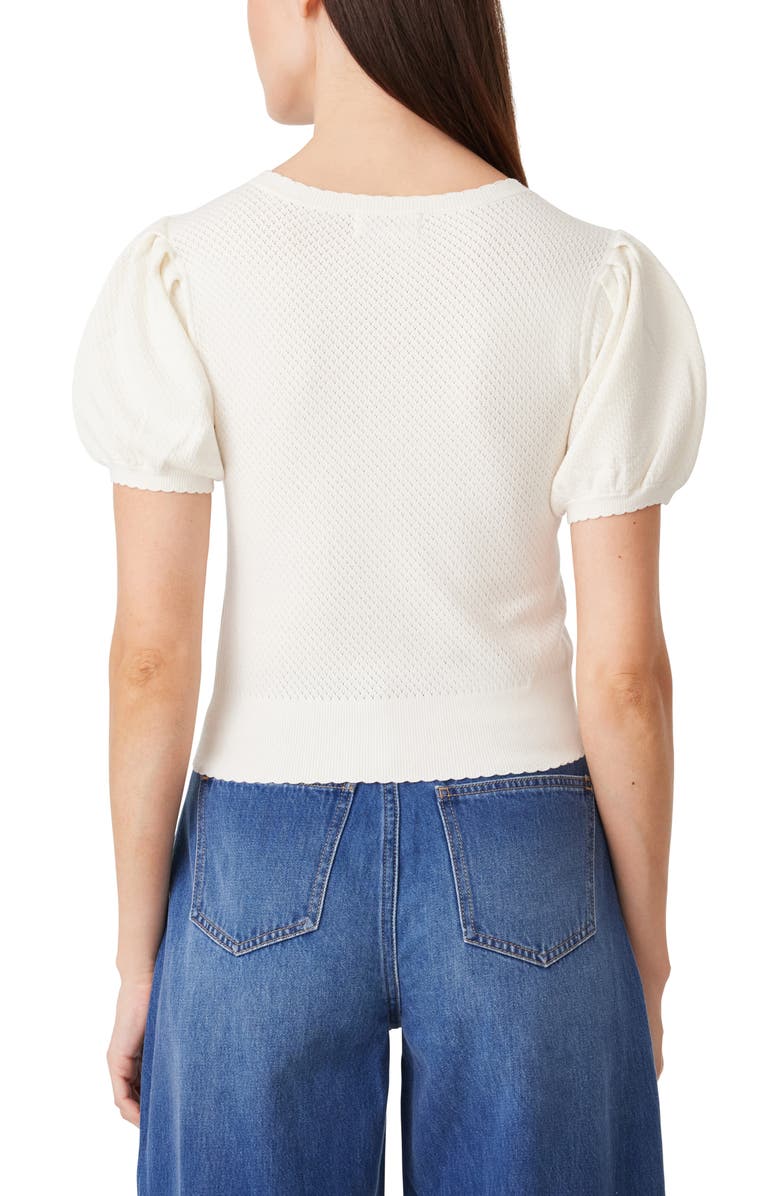 Habitual Pointelle Puff Sleeve Cardigan, Alternate, color, White