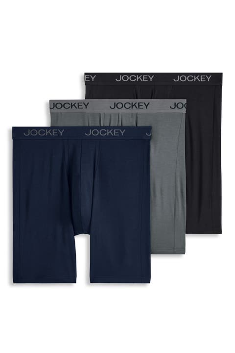Men's Chafe Proof Pouch Ultra Soft Modal 8.5" Long Leg Boxer Brief - 3 Pack