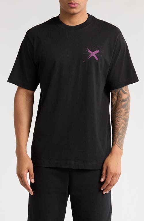 Overnight Angel Crew Pink X Logo Organic Cotton Graphic T-shirt In Black