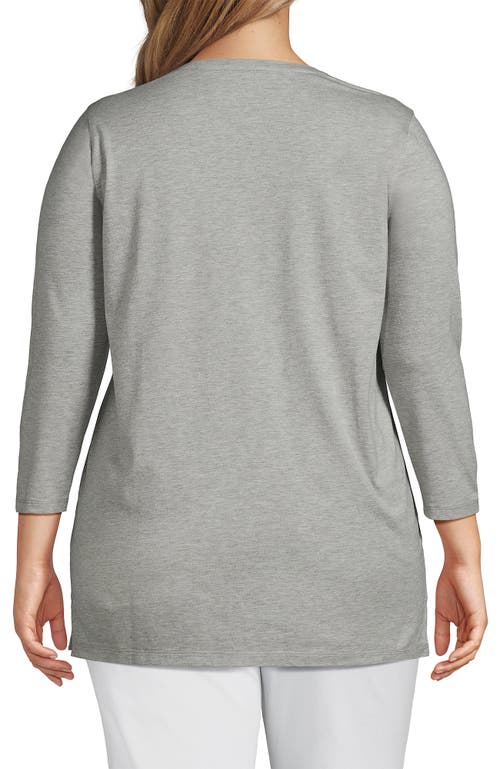 Lands' End Plus Size 3/4 Sleeve Cotton Supima Tunic In Gray
