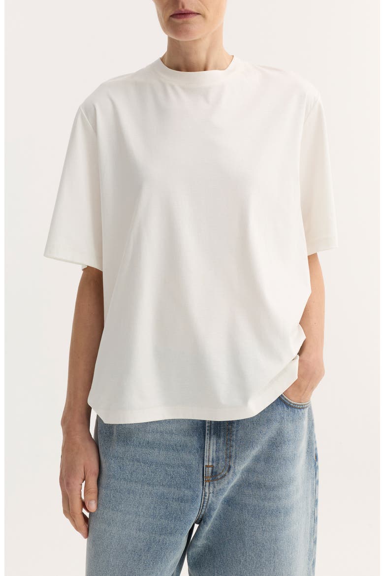 Oversize Cotton, Modal & Silk Crewneck T-Shirt, Main, color, OFF WHITE