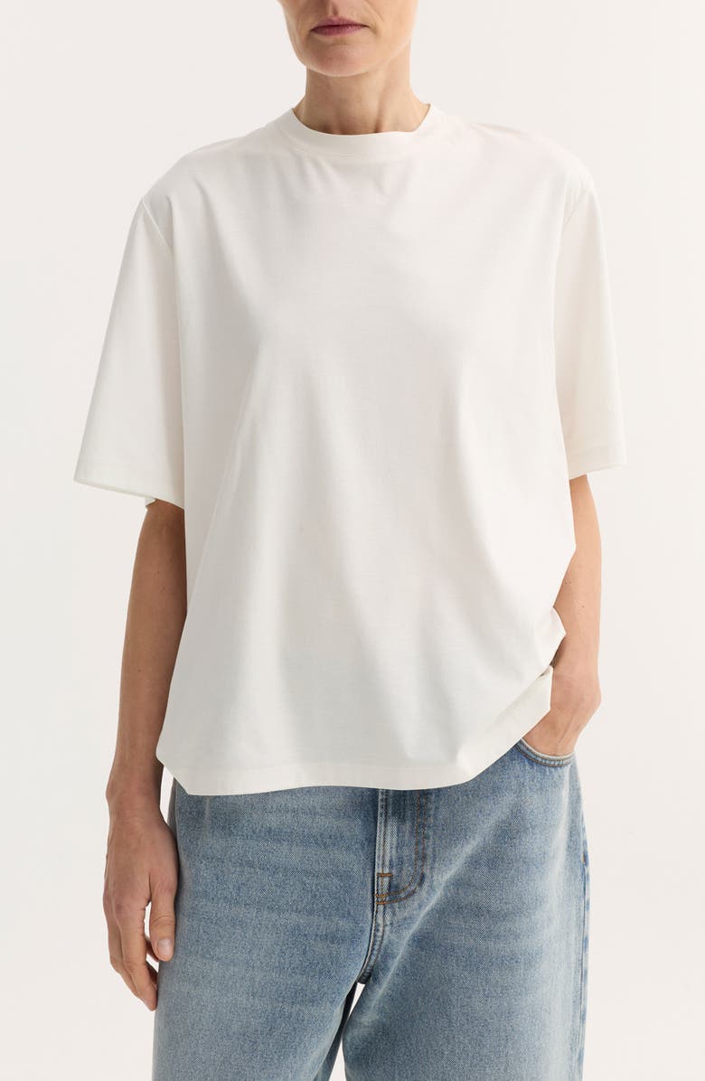 Róhe Oversize Cotton, Modal & Silk Crewneck T-Shirt, Main, color, Off White