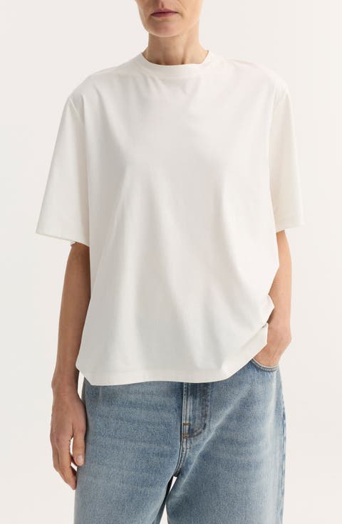 Oversize Cotton, Modal & Silk Crewneck T-Shirt