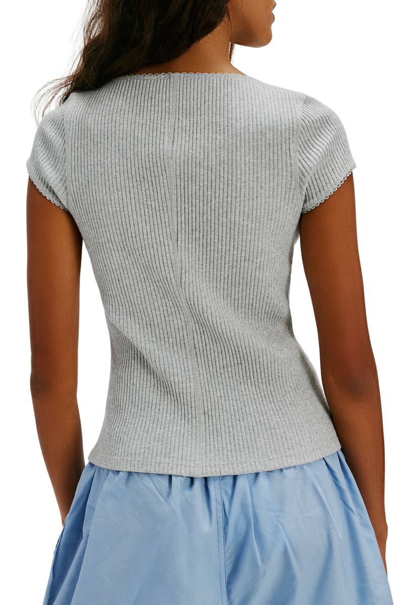 Free People Most Wanted Short Sleeve Cotton Blend Cardigan, Alternate, color, Heather Grey