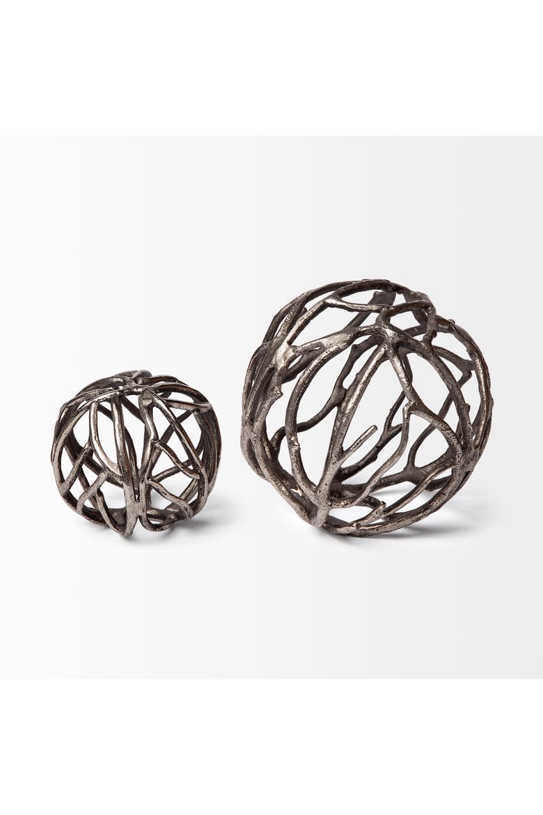 Sphaira Cast Aluminum Decorative Tree Branch Orb, Alternate, color, Silver