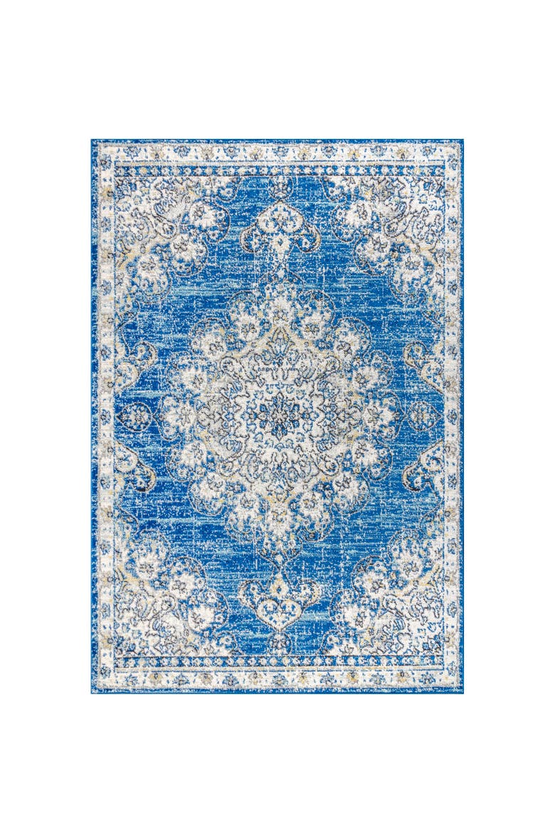 Bohemian FLAIR Boho Vintage Medallion Area Rug, Alternate, color, Blue/Cream