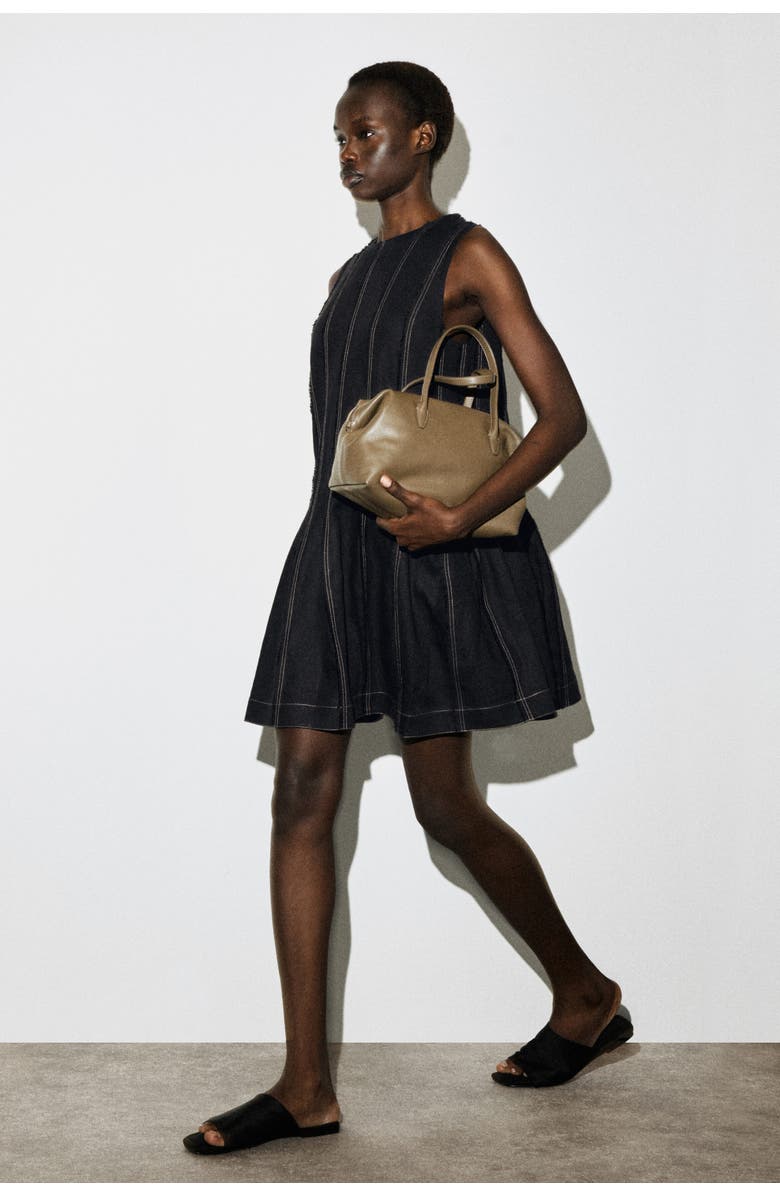 COS Sculpted Pleated Mini Dress, Alternate, color, Black