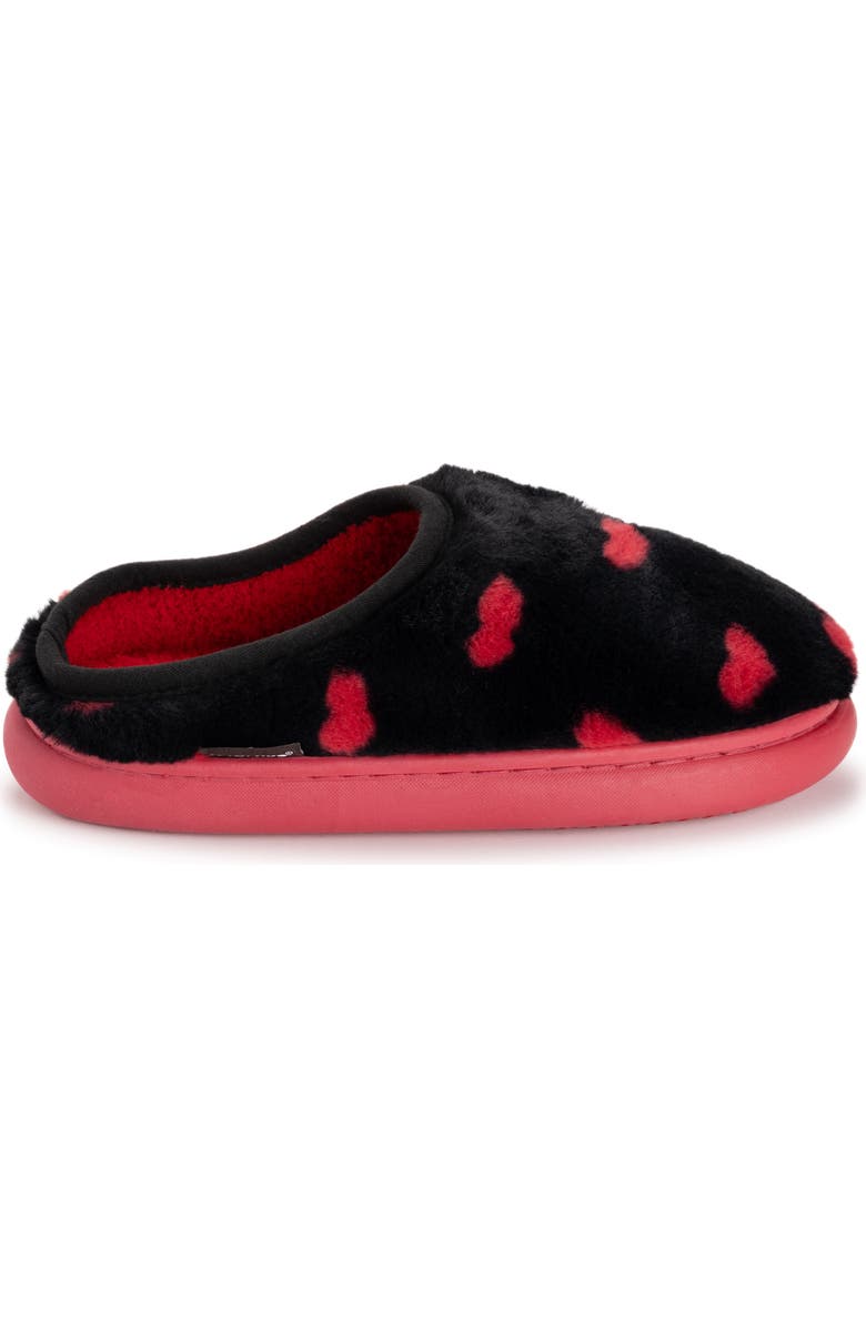 MUK LUKS Luan Faux Shearling Clog Slipper, Alternate, color, Black W/Red Hearts