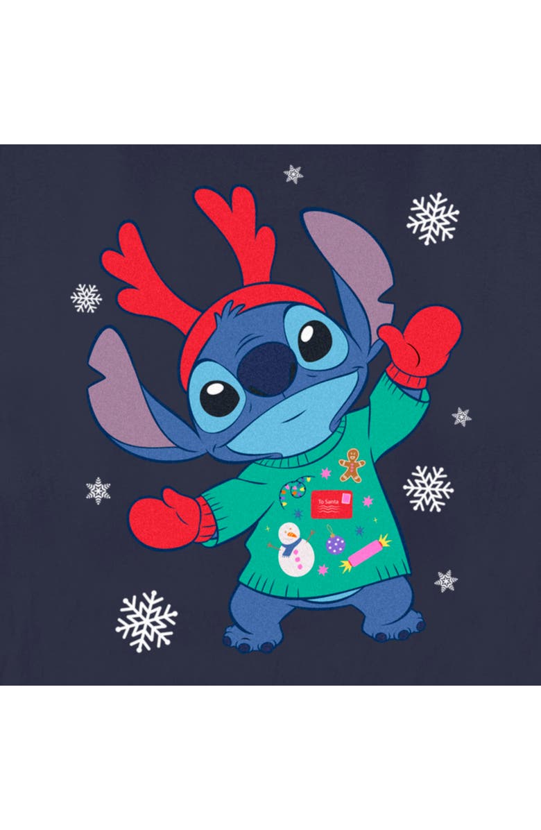 Lilo & Stitch Women's Lilo & Stitch Christmas Outfit Stitch  Graphic T-Shirt, Alternate, color, Navy Blue